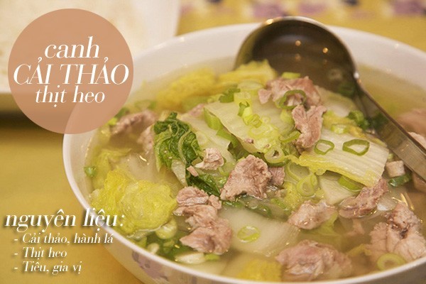 canh cải thảo thịt heo