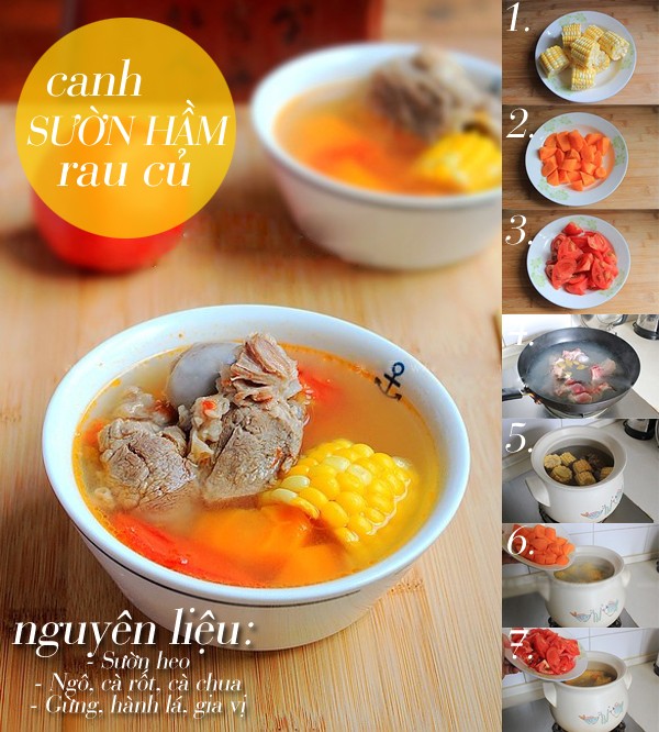 canh sườn hầm rau củ