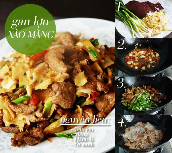 gan lợn xào măng