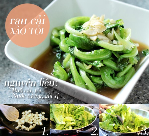 rau cải xào tỏi