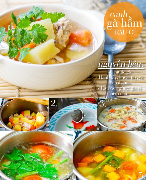 canh gà hầm rau củ