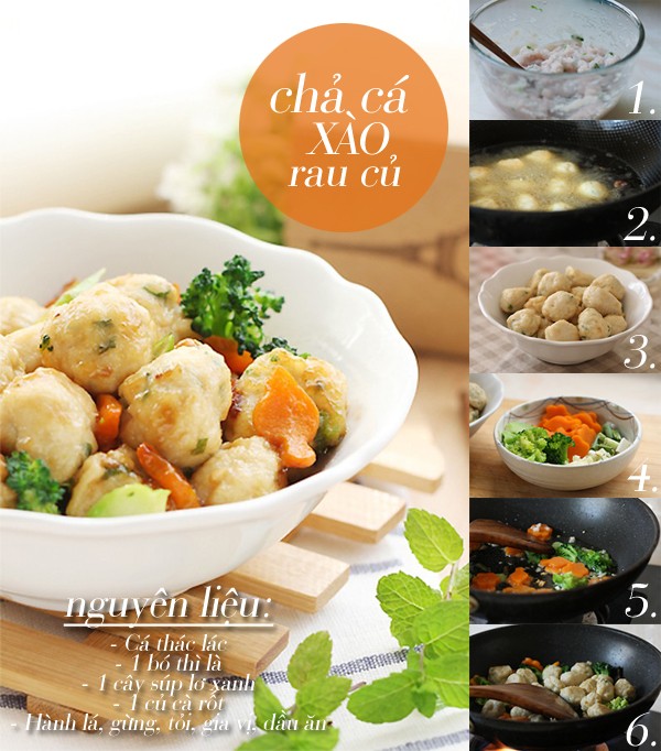 chả cá xào rau củ